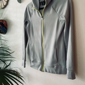 Oakley Performance Full Zip Hoodie - Grey/Volt - Size XS